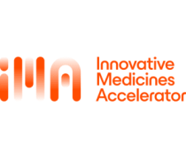 Logo, IMA, Innovative Medicines Accelerator, white and orange