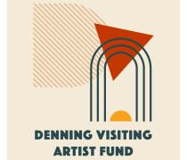 OVPA Denning Visiting Artist Fund Logo; red, orange and yellow shapes on a beige background