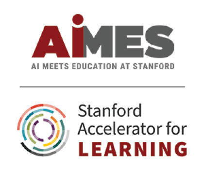 Graphic logos for AI Meets Education at Stanford and Stanford Accelerator for Learning.