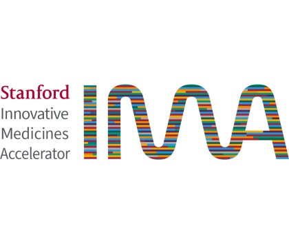 Logo containing text reading "Stanford Innovative Medicines Accelerator" next to stylized letters, I-M-A